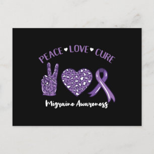 Peace Love Cure Migraine Awareness Rib Briefkaart