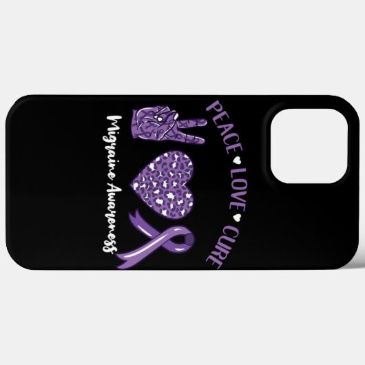 Peace Love Cure Migraine Awareness Rib Case-Mate iPhone Case (Achterkant (horizontaal))