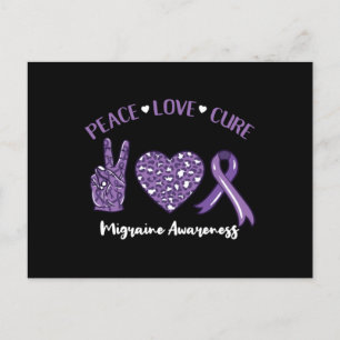 Peace Love Cure Migraine Awareness Rib Feestdagenkaart