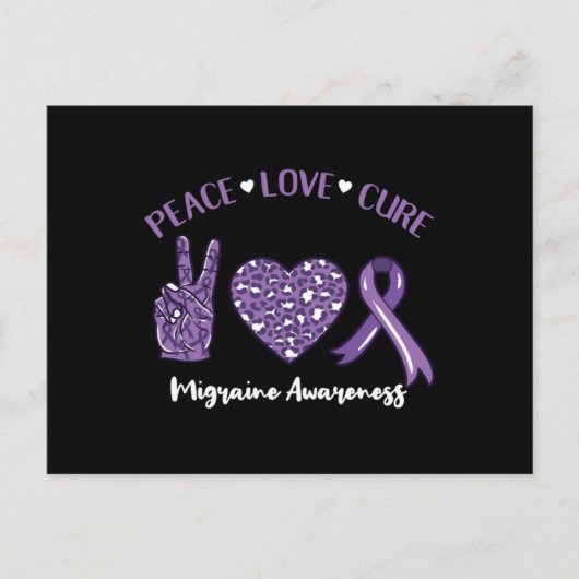 Peace Love Cure Migraine Awareness Rib Feestdagenkaart (Voorkant)