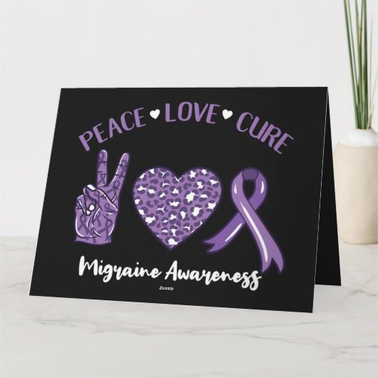 Peace Love Cure Migraine Awareness Rib Kaart (Achterkant)