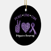 Peace Love Cure Migraine Awareness Rib Keramisch Ornament (Rechts)