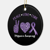 Peace Love Cure Migraine Awareness Rib Keramisch Ornament (Links)
