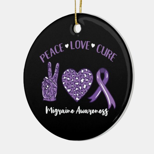 Peace Love Cure Migraine Awareness Rib Keramisch Ornament (Links)