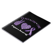 Peace Love Cure Migraine Awareness Rib Notitieboek (Linkerzijde)