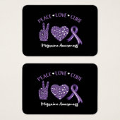 Peace Love Cure Migraine Awareness Rib Visitekaartje (Voorkant /achterkant)