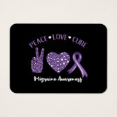 Peace Love Cure Migraine Awareness Rib Visitekaartje (Achterkant)