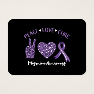Peace Love Cure Migraine Awareness Rib Visitekaartje
