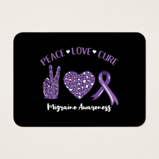 Peace Love Cure Migraine Awareness Rib Visitekaartje (Voorkant)