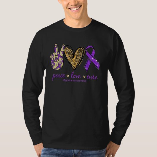 Peace Love Cure Migraine Awareness T-shirt (Voorkant)