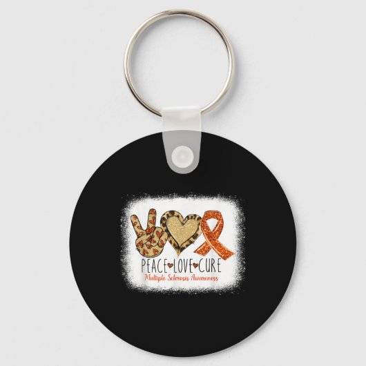 Peace Love Cure Multiple Sclerosis Awareness Ms Wa Sleutelhanger (Voorkant)