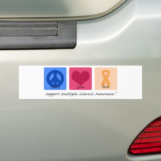 Peace Love Cure Multiple Sclerosis Bumpersticker (Op auto)