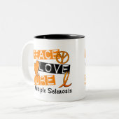 Peace Love Cure Multiple Sclerosis MS Tweekleurige Koffiemok (Voorkant links)