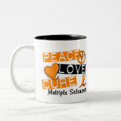 Peace Love Cure Multiple Sclerosis MS Tweekleurige Koffiemok (Links)