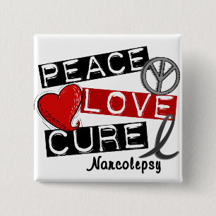 PEACE LOVE CURE NARCOLEPSY VIERKANTE BUTTON 5,1 CM