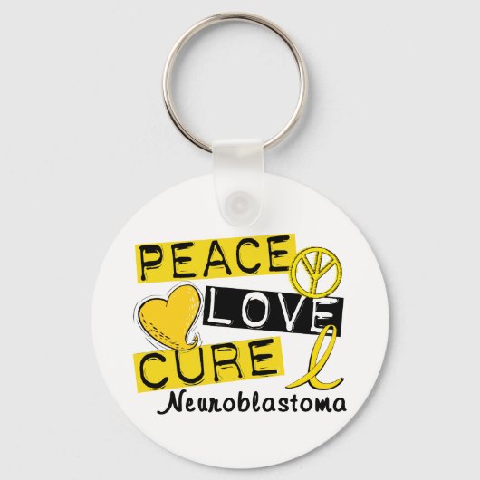 Peace Love Cure Neuroblastoma Sleutelhanger (Voorkant)
