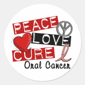 Peace Love Cure Orale Cancer Ronde Sticker