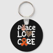 Peace Love Cure Oranje Ribbon Leukemia Awareness Sleutelhanger (Voorkant)