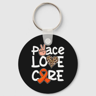 Peace Love Cure Oranje Ribbon Leukemia Awareness Sleutelhanger