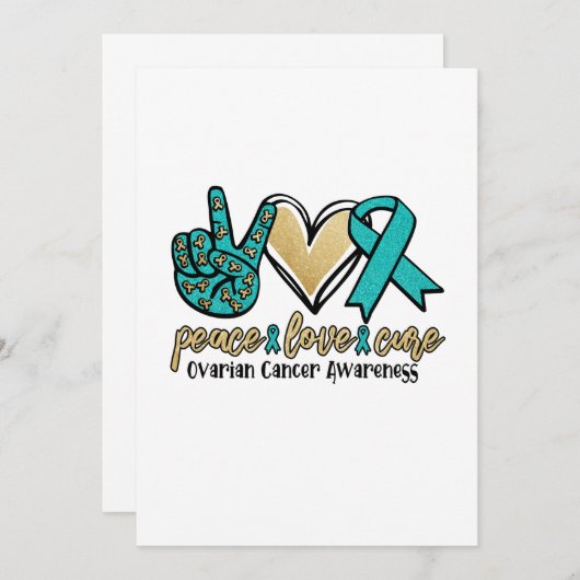 Peace Love Cure Ovarian Cancer Awareness Save The Date (Voorkant / Achterkant)