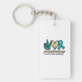 Peace Love Cure Ovarian Cancer Awareness Sleutelhanger (Voorkant)