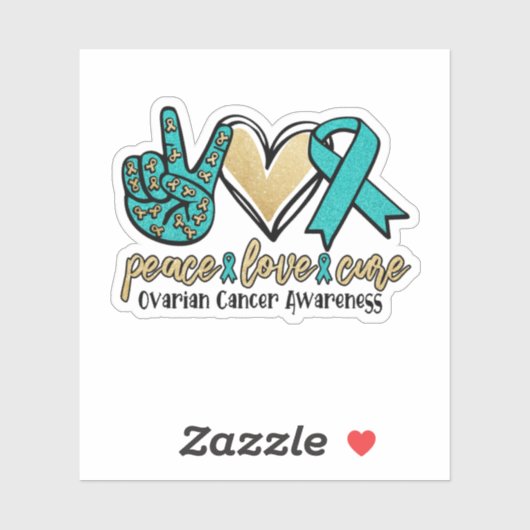 Peace Love Cure Ovarian Cancer Awareness Sticker (Vel)