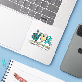 Peace Love Cure Ovarian Cancer Awareness Sticker (Laptop met iPhone)