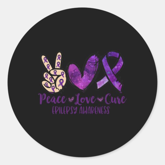 Peace Love Cure Overdose Awareness Ribbon Ronde Sticker (Voorkant)