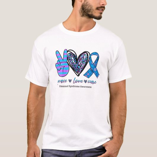 Peace Love Cure Paars and Blue Ribbon Emanuel Syn T-shirt (Voorkant)