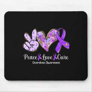 Peace Love Cure Paars Ribbon Overdosis Awareness G Muismat
