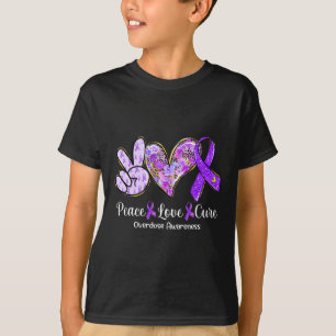 Peace Love Cure Paars Ribbon Overdosis Awareness G T-shirt