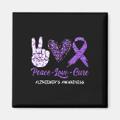 Peace Love Cure Paarse lint Alzheimer Disease Aw Magneet (Voorkant)