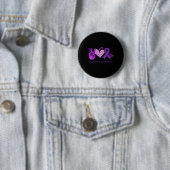 Peace Love Cure Paarse lint Heimerheimer's Aware Ronde Button 5,7 Cm (In situ)