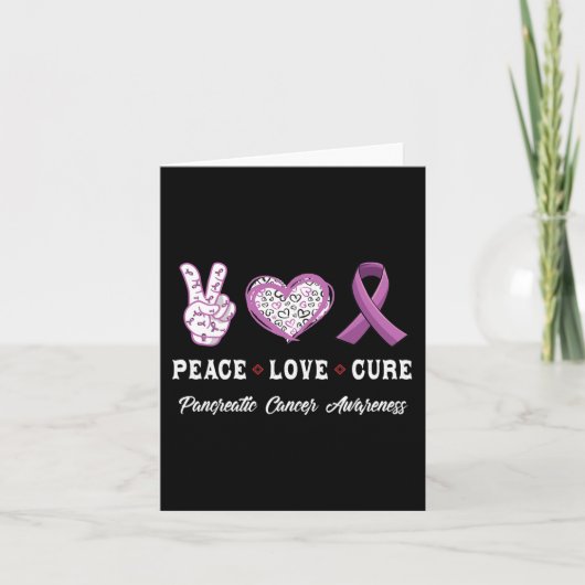 Peace Love cure Pancreaskanker bewustzijn mannen w Kaart (Voorkant)