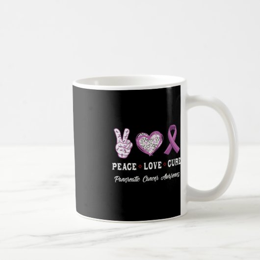 Peace Love cure Pancreaskanker bewustzijn mannen w Koffiemok (Rechts)