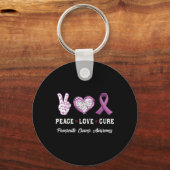 Peace Love cure Pancreaskanker bewustzijn mannen w Sleutelhanger (Voorkant)