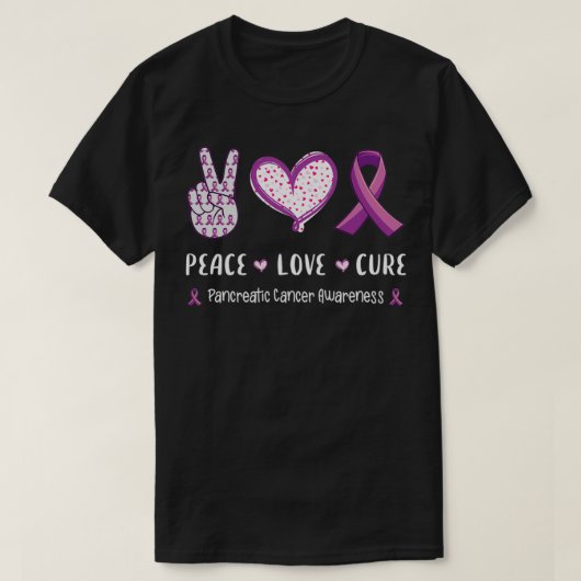 Peace Love cure Pancreatic cancer awareness men wo T-shirt (Design voorkant)