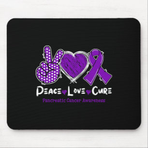 Peace Love Cure Pancreatic Cancer Awareness Paars Muismat
