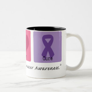Peace Love Cure Pancreatic Cancer Tweekleurige Koffiemok
