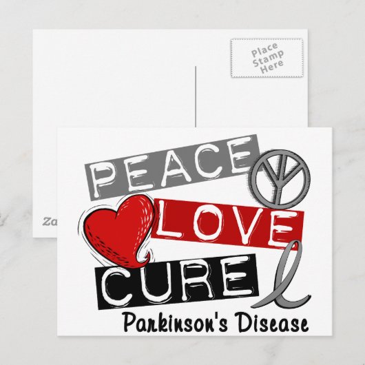 PEACE LOVE CURE PARKINSONS ZIEKTE BRIEFKAART (Voorkant / Achterkant)