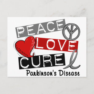 PEACE LOVE CURE PARKINSONS ZIEKTE BRIEFKAART