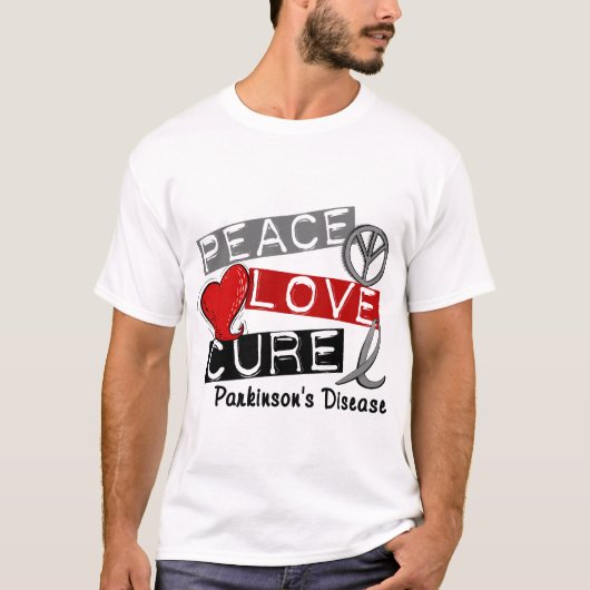 PEACE LOVE CURE PARKINSONS ZIEKTE T-SHIRT (Voorkant)