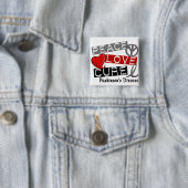 PEACE LOVE CURE PARKINSONS ZIEKTE VIERKANTE BUTTON 5,1 CM (In situ)