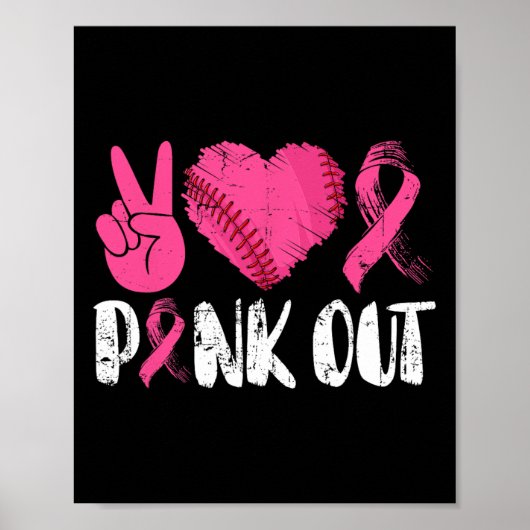 Peace Love Cure Pink Out Borstkanker van Bysebyll Poster (Voorkant)