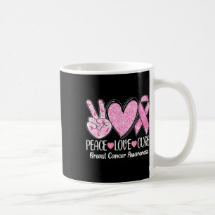 Peace Love Cure Pink Ribbon Breast Cancer Awarenes Koffiemok