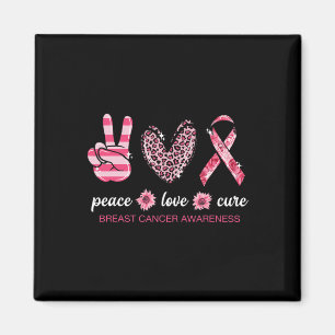 Peace Love Cure Pink Ribbon Breast Cancer Awarenes Magneet