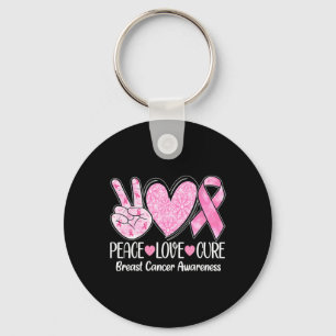 Peace Love Cure Pink Ribbon Breast Cancer Awarenes Sleutelhanger