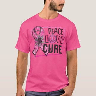 Peace Love Cure Pink Ribbon Breast Cancer Awarenes T-shirt