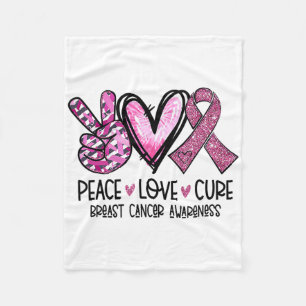 Peace Love Cure Pink Ribbon Cancer Breast Awarenes Fleece Deken