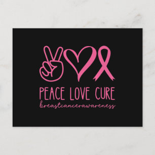 Peace Love Cure Pink Ribbon Warrior Breast Cancer Briefkaart